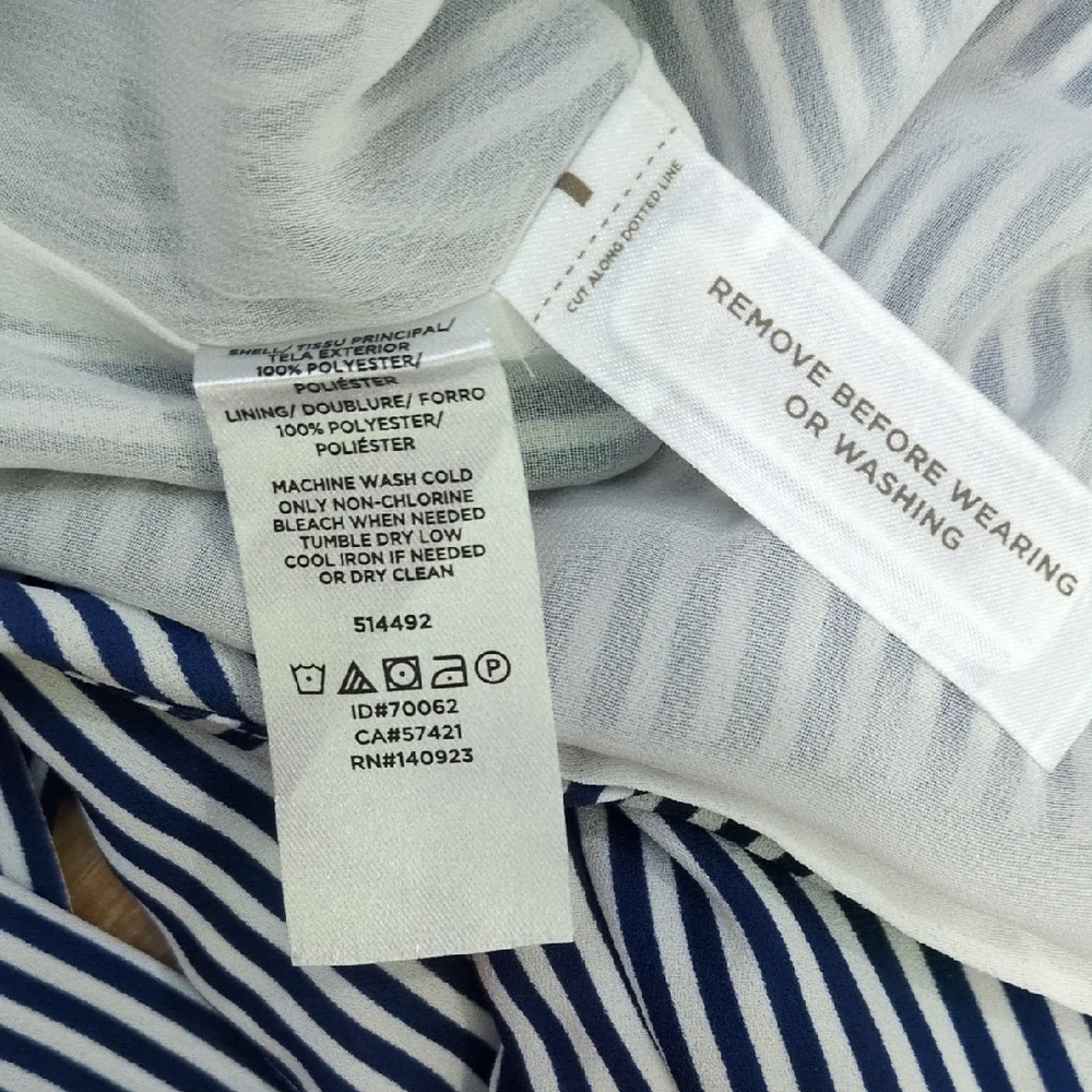 LOFT Navy and White Striped Long Sleeve Dress - Picture 6 of 6